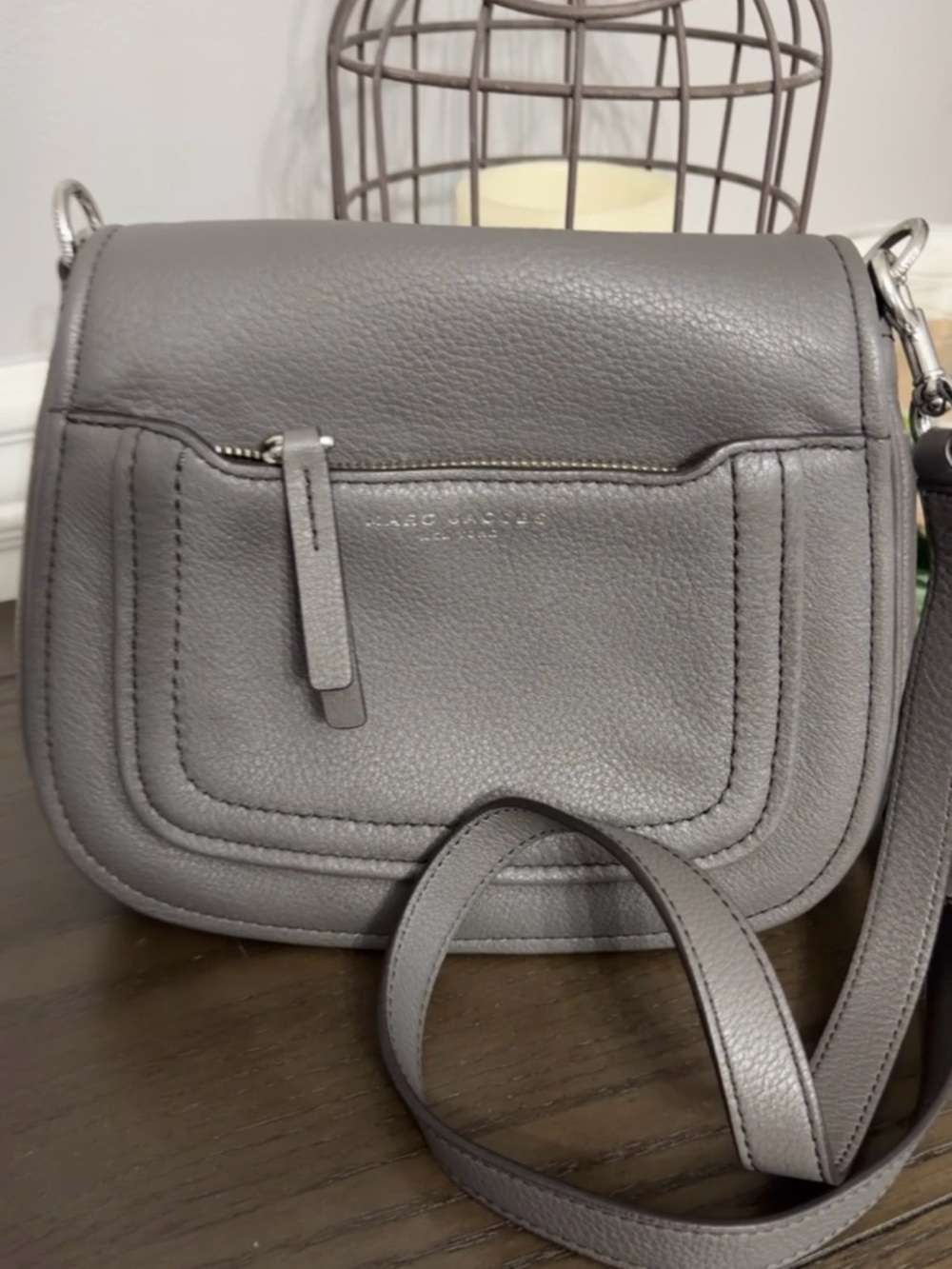 Marc Jacobs Gray Pebbled Leather Crossbody